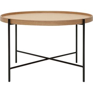 Miliboo Table basse ronde bois clair et metal noir D75 cm BASSY