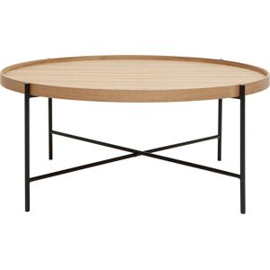 Miliboo Table basse ronde bois clair et metal noir D90 cm BASSY