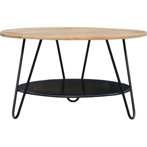 Miliboo Table basse ronde bois manguier massif et metal noir D80 cm PRIYA