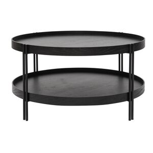 Miliboo Table basse ronde design bois noir et metal noir D80 cm TWICE