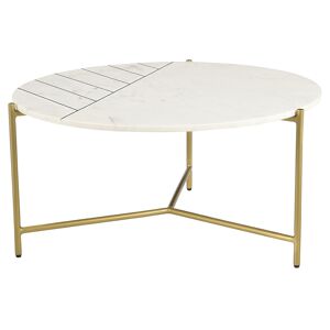 Miliboo Table basse ronde design en marbre blanc et laiton D90 cm SILLON