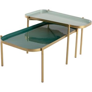 Miliboo Tables basses gigognes design laquees vert et dore (lot de 2) ZURIA