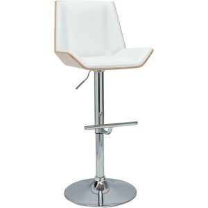 Miliboo Tabouret de bar design blanc et bois clair MELKIOR