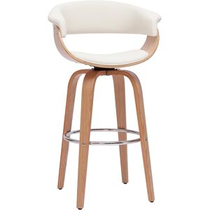 Miliboo Tabouret de bar design pivotant blanc et bois clair H67 cm OKTAV