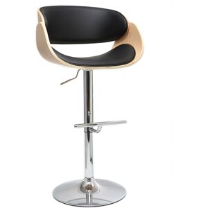 Miliboo Tabouret de bar design reglable noir et bois clair BENT