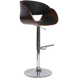 Miliboo Tabouret de bar design reglable noir et bois fonce BENT