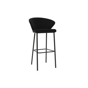 Miliboo Tabouret de bar design velours noir H78 cm DALLY