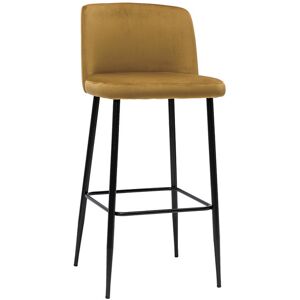 Miliboo Tabouret de bar fixe velours bronze et pied metal noir H78 MONTI