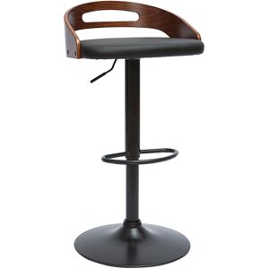 Miliboo Tabouret de bar reglable design noyer et polyurethane noir MANO