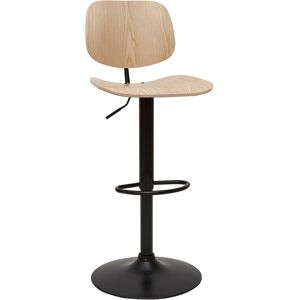 Miliboo Tabouret de bar relevable bois clair et metal noir TOBIAS