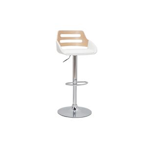 Miliboo Tabouret de bar relevable design blanc et chene PERNIK