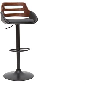 Miliboo Tabouret de bar relevable design noir et noyer PERNIK