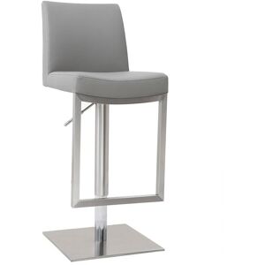 Miliboo Tabouret de bar relevable gris et acier chrome KYLE