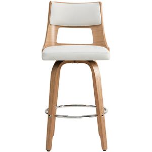 Miliboo Tabouret de bar scandinave pivotant blanc et bois clair GARBO