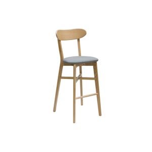 Miliboo Tabouret de bar vintage bois clair et gris clair H75 cm DOVE