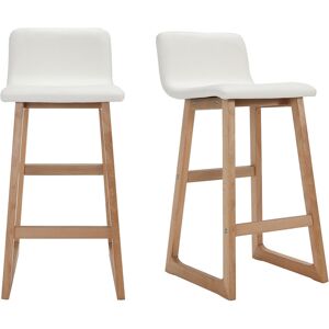 Miliboo Tabourets de bar bois clair et blanc 65 cm (lot de 2) OSAKA