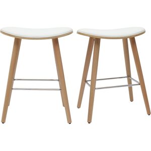 Miliboo Tabourets de bar bois clair et blanc H65 cm (lot de 2) MEADOW