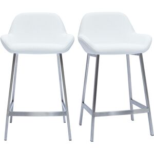 Miliboo Tabourets de bar design blancs et pieds metal (lot de 2) RINGER