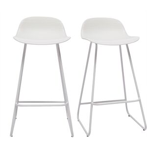 Miliboo Tabourets de bar design blancs H65 cm (lot de 2) ELLA