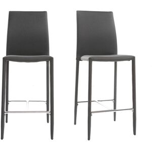 Miliboo Tabourets de bar design gris anthracite (lot de 2) TALOS