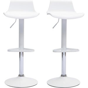 Miliboo Tabourets de bar design reglables blancs 360° (lot de 2) KRONOS