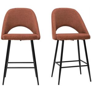 Miliboo Tabourets de bar en tissu effet velours texture terre brulee H65 cm (lot de 2) COSETTE