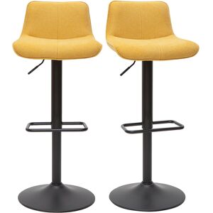 Miliboo Tabourets de bar reglables pivotants 360° en tissu effet velours texture jaune moutarde et metal (lot de 2) BOOST