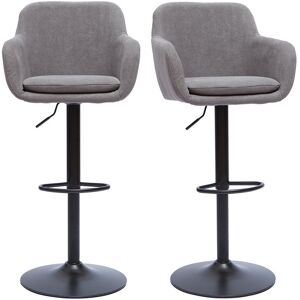 Miliboo Tabourets de bar reglables tissu effet velours gris et metal (lot de 2) AMIKA