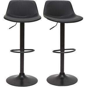 Miliboo Tabourets de bar relevables polyurethane et metal noir (lot de 2) NONIE