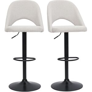 Miliboo Tabourets de bar relevables tissu effet velours texture beige et metal noir (lot de 2) COSETTE