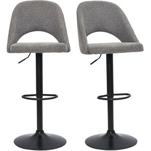 Miliboo Tabourets de bar relevables tissu effet velours texture gris et metal noir (lot de 2) COSETTE