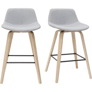 Miliboo Tabourets de bar scandinaves gris clair et bois H65 cm lot de 2 NONIE