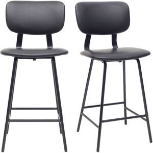 Miliboo Tabourets de bar vintage noir avec pieds metal 65cm (lot de 2) LAB