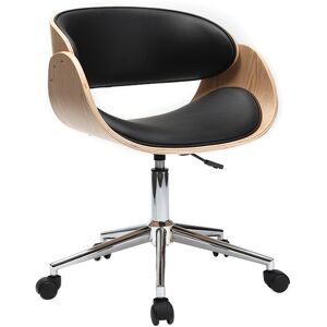 Miliboo Chaise de bureau à roulettes design noir, bois clair et acier chromé BENT - Publicité Miliboo Chaise de bureau à roulettes design noir, bois clair et acier chromé BENT - Publicité
