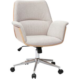 Miliboo Chaise de bureau à roulettes en tissu effet velours texturé beige, bois clair et métal chromé HELIOS - Publicité Miliboo Chaise de bureau à roulettes en tissu effet velours texturé beige, bois clair et métal chromé HELIOS - Publicité