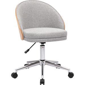 Miliboo Chaise de bureau à roulettes en tissu effet velours texturé gris, bois clair et métal chromé TUCSON - Publicité Miliboo Chaise de bureau à roulettes en tissu effet velours texturé gris, bois clair et métal chromé TUCSON - Publicité