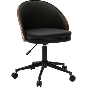 Miliboo Chaise de bureau à roulettes noire, bois foncé et métal TUCSON - Publicité Miliboo Chaise de bureau à roulettes noire, bois foncé et métal TUCSON - Publicité