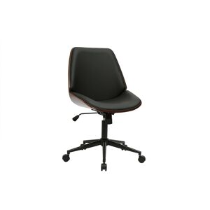 Miliboo Chaise de bureau à roulettes noire et bois foncé DOUGLAS - Publicité Miliboo Chaise de bureau à roulettes noire et bois foncé DOUGLAS - Publicité