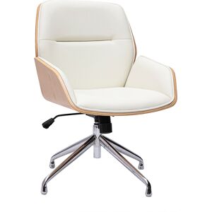 Miliboo Chaise de bureau design pivotante 360° blanche, bois clair et métal chromé MARLOW - Publicité Miliboo Chaise de bureau design pivotante 360° blanche, bois clair et métal chromé MARLOW - Publicité