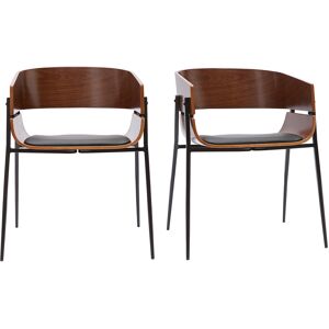 Miliboo Chaises design bois foncé et métal noir (lot de 2) WESS - Publicité Miliboo Chaises design bois foncé et métal noir (lot de 2) WESS - Publicité