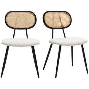 Miliboo Chaises design en tissu effet laine bouclée blanc, métal noir et cannage rotin (lot de 2) SWANN - Publicité Miliboo Chaises design en tissu effet laine bouclée blanc, métal noir et cannage rotin (lot de 2) SWANN - Publicité