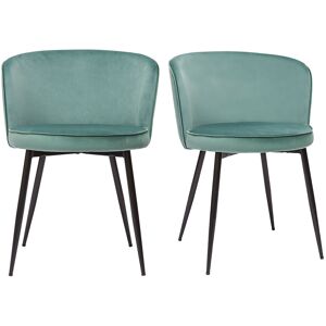 Miliboo Chaises design en tissu velours vert céladon et métal noir (lot de 2) SERIF - Publicité Miliboo Chaises design en tissu velours vert céladon et métal noir (lot de 2) SERIF - Publicité