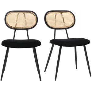 Miliboo Chaises design noires en tissu velours, métal et cannage rotin (lot de 2) SWANN - Publicité Miliboo Chaises design noires en tissu velours, métal et cannage rotin (lot de 2) SWANN - Publicité