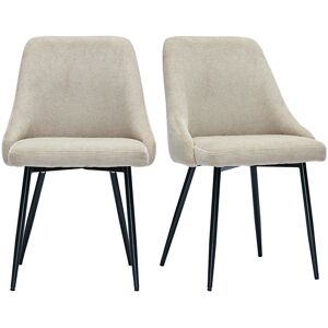 Miliboo Chaises en tissu chenille beige et métal noir (lot de 2) HASTA - Publicité Miliboo Chaises en tissu chenille beige et métal noir (lot de 2) HASTA - Publicité