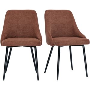 Miliboo Chaises en tissu chenille terre brûlée et métal noir (lot de 2) HASTA - Publicité Miliboo Chaises en tissu chenille terre brûlée et métal noir (lot de 2) HASTA - Publicité
