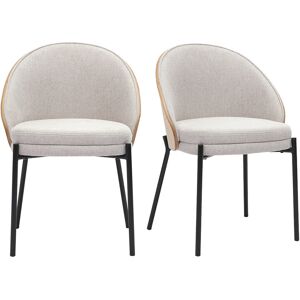 Miliboo Chaises en tissu effet velours texturé beige, bois clair et métal (lot de 2) TUCSON - Publicité Miliboo Chaises en tissu effet velours texturé beige, bois clair et métal (lot de 2) TUCSON - Publicité
