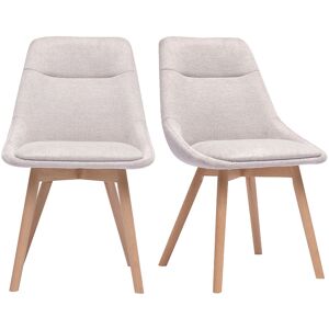 Miliboo Chaises en tissu effet velours texturé beige et bois clair (lot de 2) ALESS - Publicité Miliboo Chaises en tissu effet velours texturé beige et bois clair (lot de 2) ALESS - Publicité