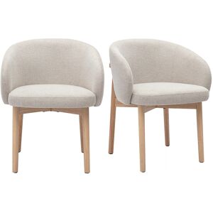 Miliboo Chaises en tissu effet velours texturé beige et bois clair (lot de 2) TORVI - Publicité Miliboo Chaises en tissu effet velours texturé beige et bois clair (lot de 2) TORVI - Publicité