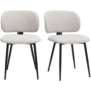Miliboo Chaises en tissu effet velours texturé beige et métal noir (lot de 2) ATRIUM - Publicité Miliboo Chaises en tissu effet velours texturé beige et métal noir (lot de 2) ATRIUM - Publicité
