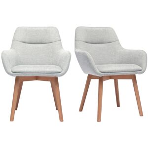 Miliboo Chaises en tissu effet velours texturé gris clair et bois clair (lot de 2) ALESS - Publicité Miliboo Chaises en tissu effet velours texturé gris clair et bois clair (lot de 2) ALESS - Publicité